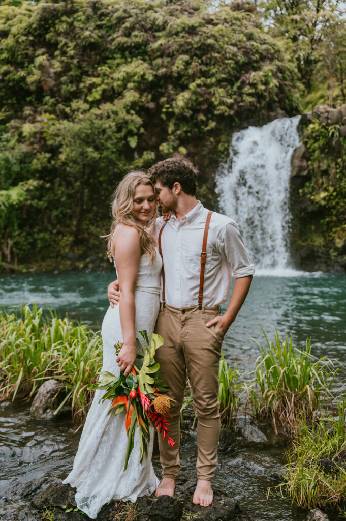 Maui Hawaii Waterfall Elopement Wedding