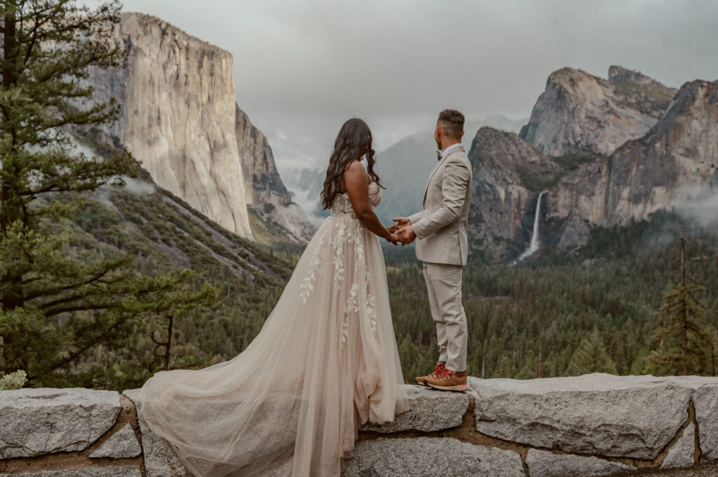 Bride and Groom at Tunnelview in Yosemite