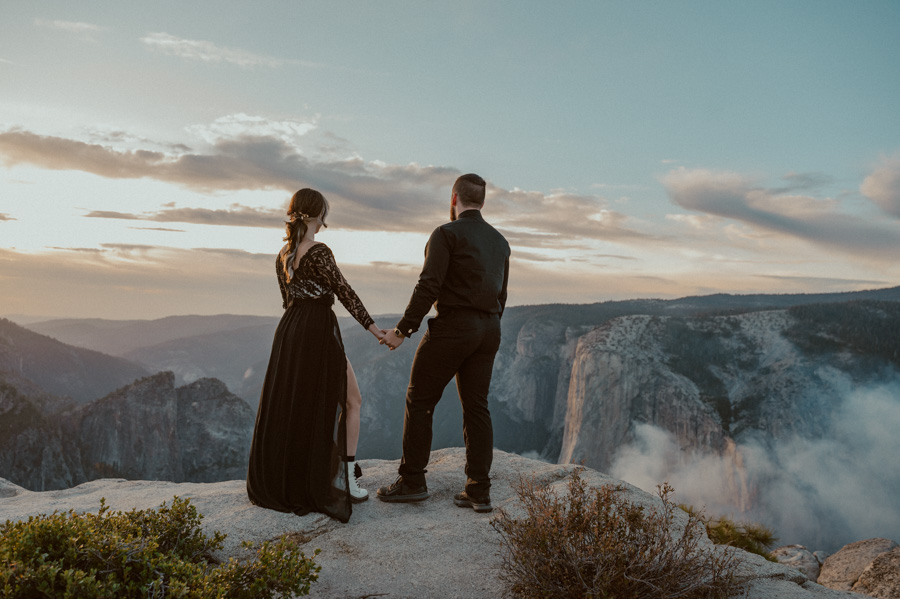 bride and groom at Taft Point in Yosemite